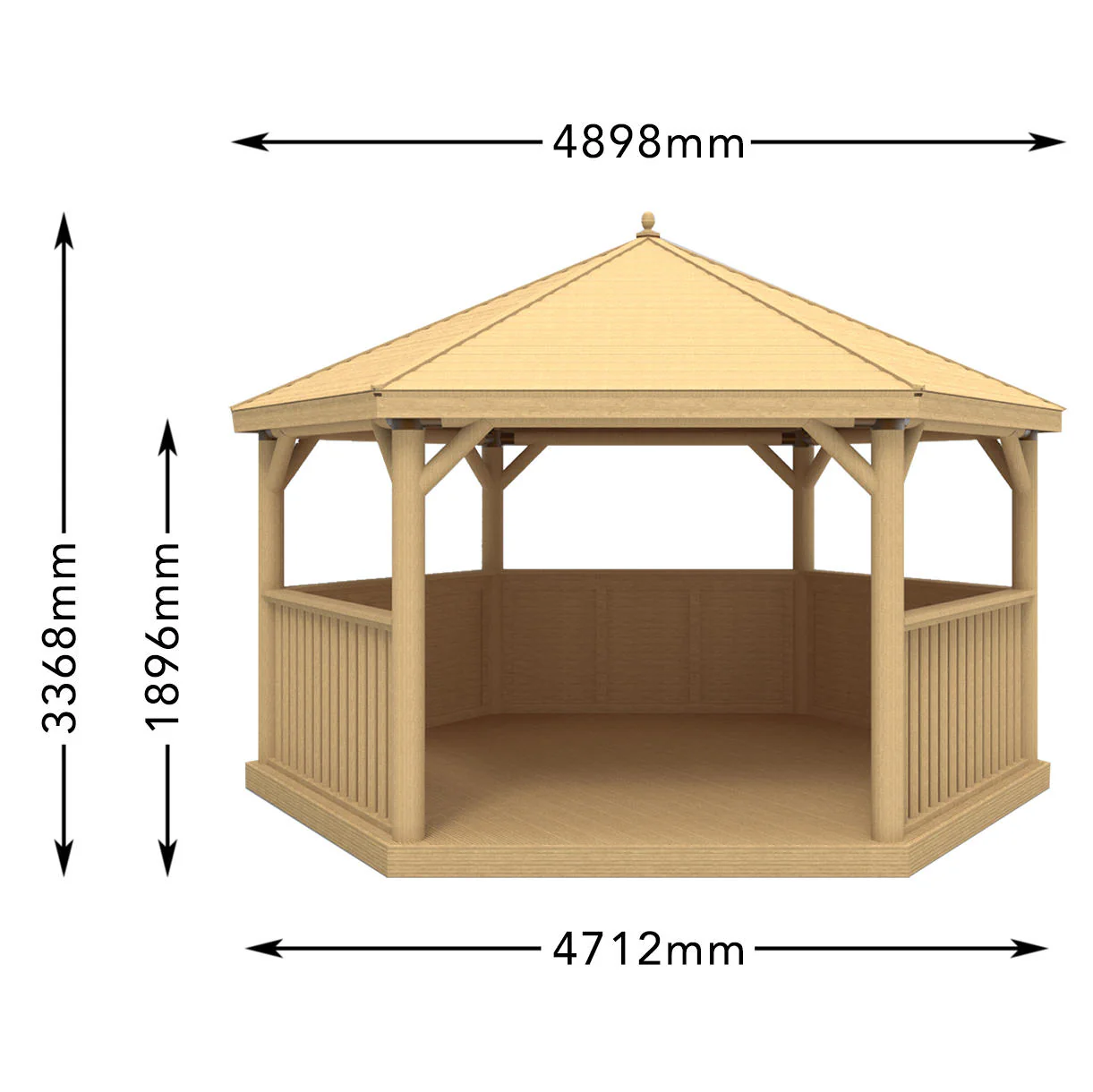 Cedar Tiled Roof Hexagonal 4.7m Gazebo - Image 4