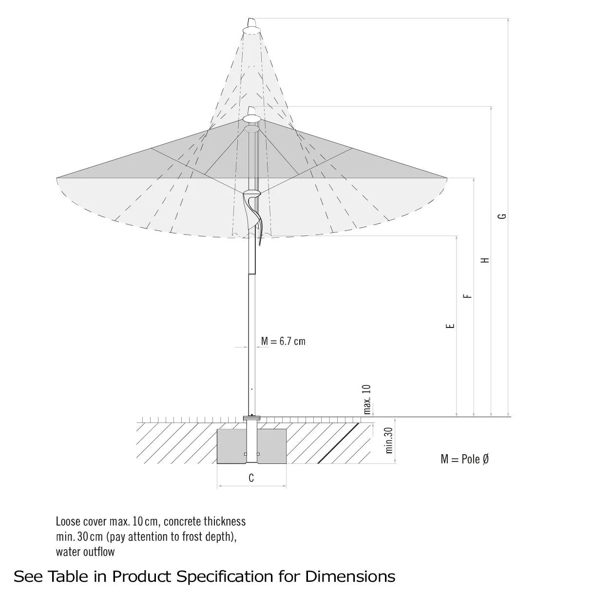 Fortello LED Square Parasol - Image 2