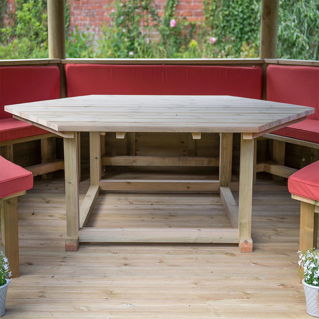 Furnished Cedar Tiled Roof Hexagonal 3.6m Gazebo - Image 3